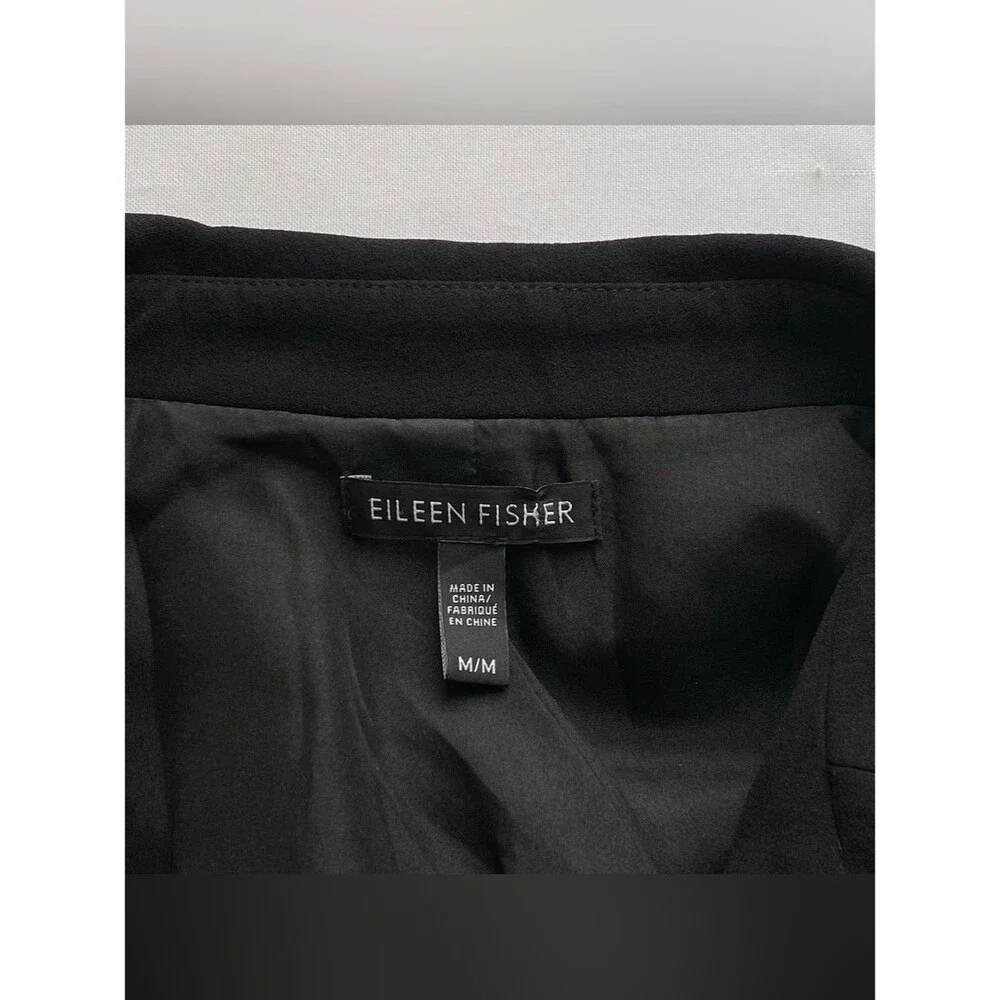 Eileen Fisher Black 100% Silk Crepe Georgette Modern Kimono Blazer Size Medium - Picture 12 of 15